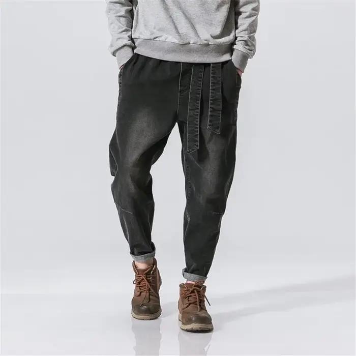 Jean Vintage en Denim pour Homme, Streetwear, Harajuku, Design à la Mode, Couleur Unie, Taille artif