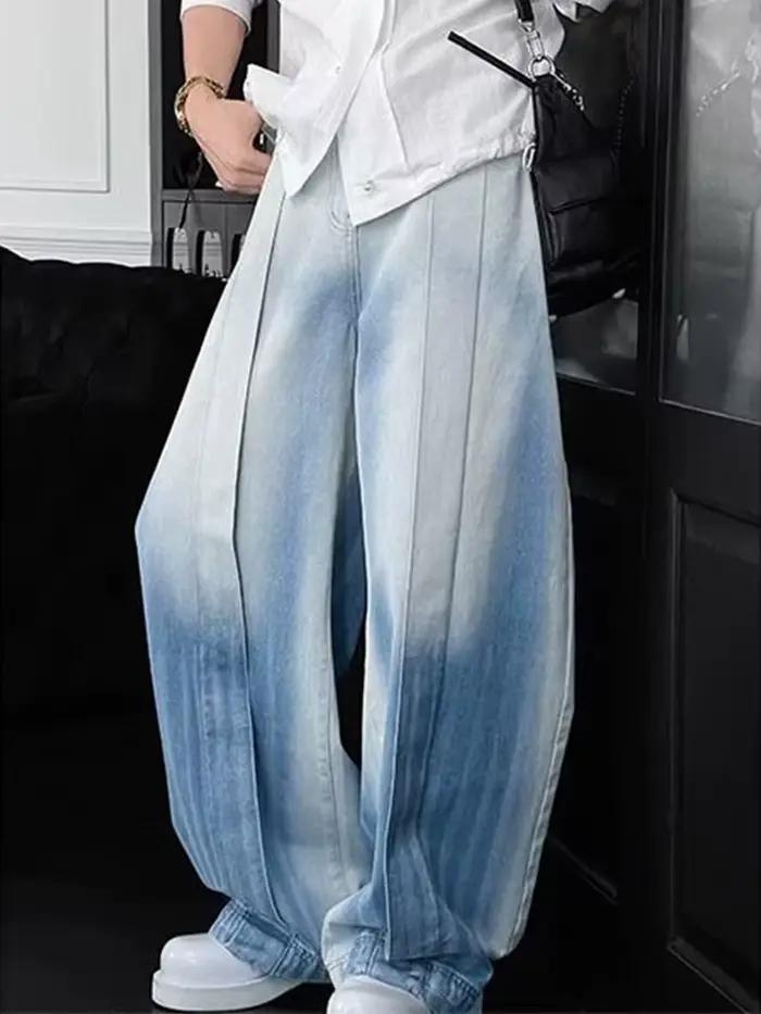 Nouveau Jean Rétro 2026 pour Homme, Coupe Ample et Large, Effet Délavé, Style Hip Hop, Patchwork Dég