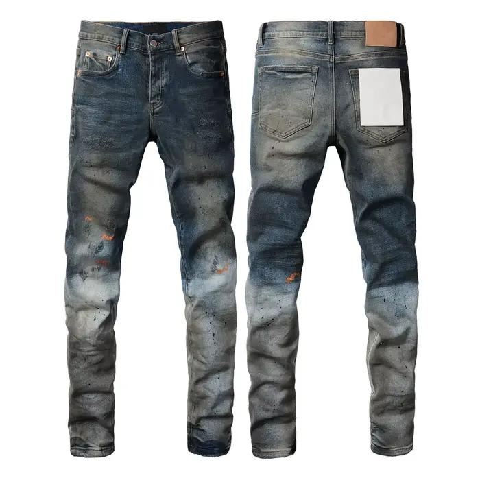 Nouvelle mode jean hommes streetwear style classique noir en détresse streetwear haute stretch maigr