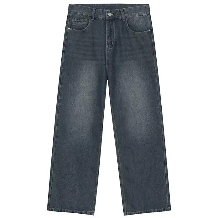 Jean rétro pour hommes et femmes, pantalon droit ample à jambes larges de style américain