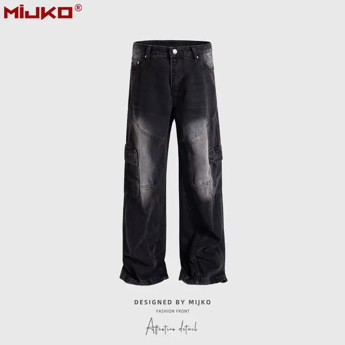 MIJKO Jeans CARGO multi-poches délavés TJ192