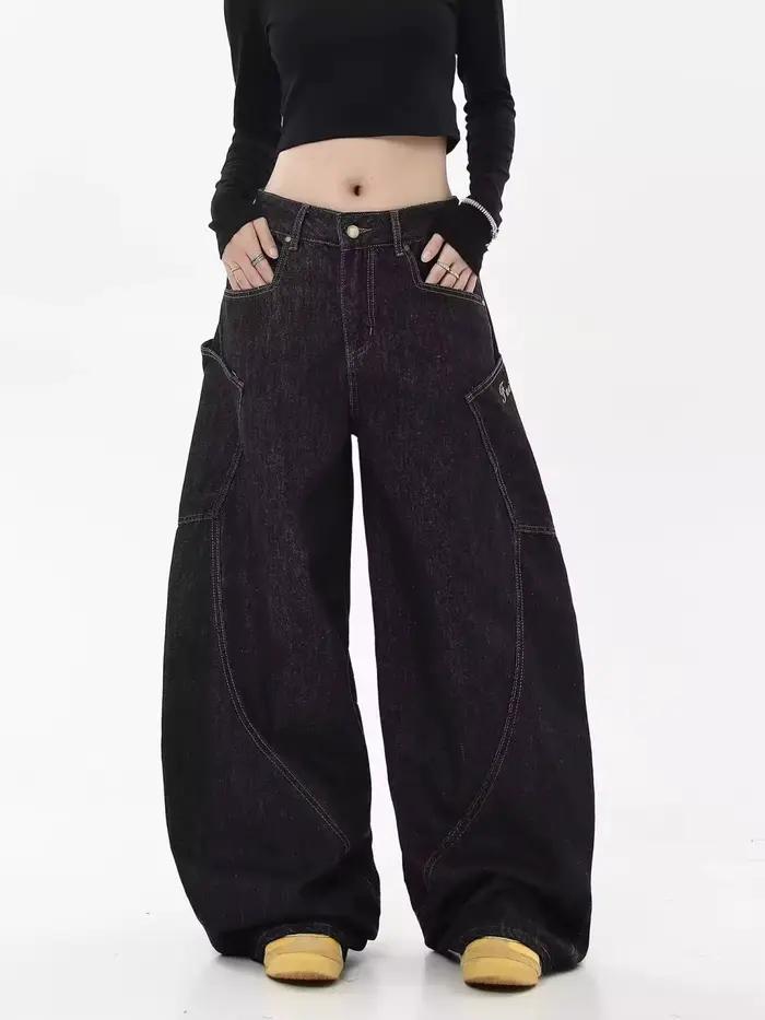 Jeans amples à jambe large de style rétro avec grandes poches, pantalon long tendance pour homme, je