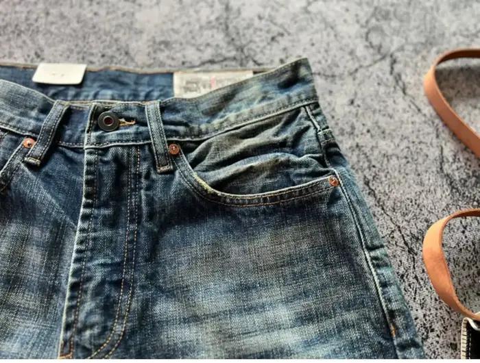 Jean en Denim Délavé pour Homme, 100% Coton, Pantalon Droit, Vintage, Selvedge, Doux, Y2k, Jeune, Au