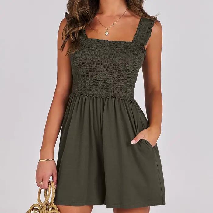 Salopette d'été tendance pour femme, décontractée, taille haute, coupe large, pantalon court avec po