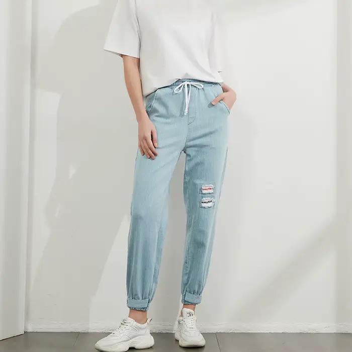 Garemay – jean délavé pour femme, pantalon en Denim doux, Vintage, ample, brodé, adapté à maman, sar