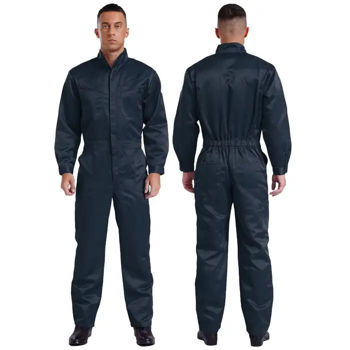 Salopette 100% coton pour hommes, body col montant, manches longues, fermeture éclair sur le devant,