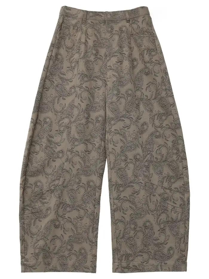 CHIC VEN Nouveau Jean Femme Ample Décontracté Taille Haute Jambe Large en Denim Motif Paisley Pantal