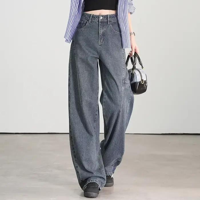 Jean taille haute pour femme LOUIS YAO – Collection Printemps 2026 – Style rétro décontracté streetw