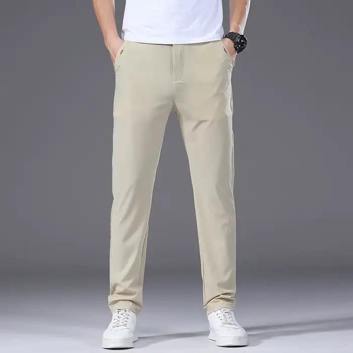 Pantalon Chino Classique Extensible Slim Fit pour Homme 2026 – Élastique, Léger et Fin, Style Coréen