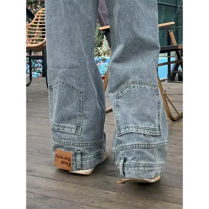Jean décontracté pantalon réversible ins mode américaine rétro Y2K jean ample taille haute femmes vê
