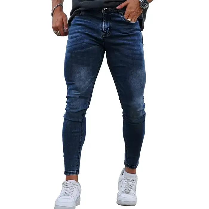 Jeans skinny brossés pour hommes, pantalons en denim pour hommes, design classique, fjCasual 03 pour