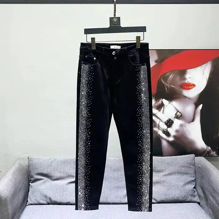 PFHQ-Pantalon crayon en denim avancé pour hommes, High Street Tide, Hot Diamond, Slim, Polyvalent, D