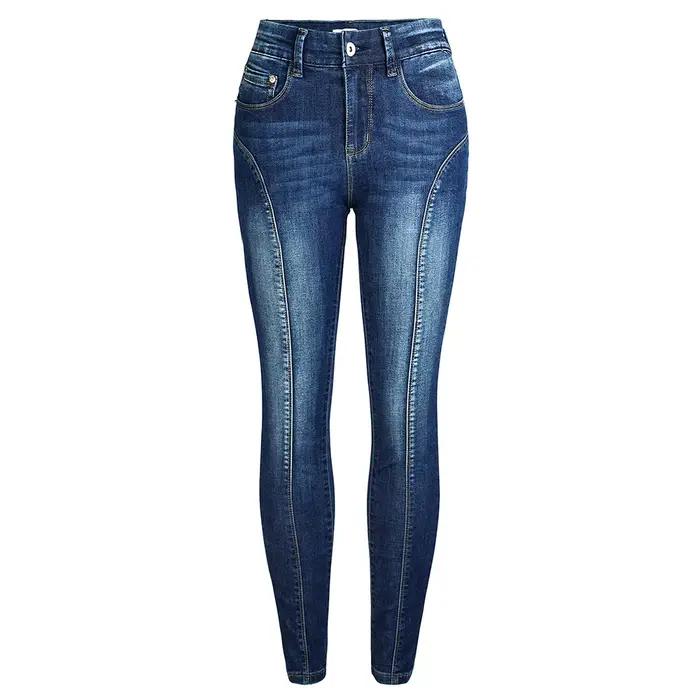 Pantalon crayon femmes jean Stretch taille moyenne en détresse lavé maigre Streetwear femme Denims V
