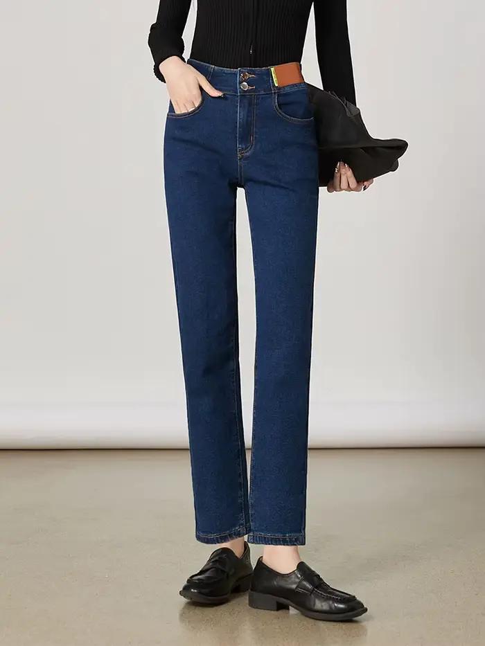 OLrain Jean Harem en Denim pour Femme 2026 Taille Haute Extensible Confortable Coupe Droite Pantalon