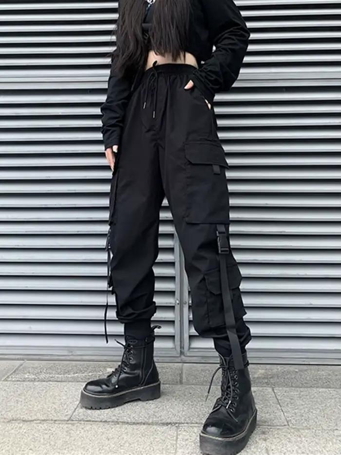 Pantalon cargo tendance hip-hop pour femmes 2025, pantalon harem multi-poches, streetwear décontract