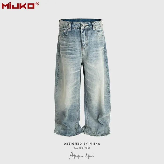 MIJKO – jean déchiré et détruit unisexe Bug-Bitten, pantalon bleu délavé Vintage, Design Silhouette 