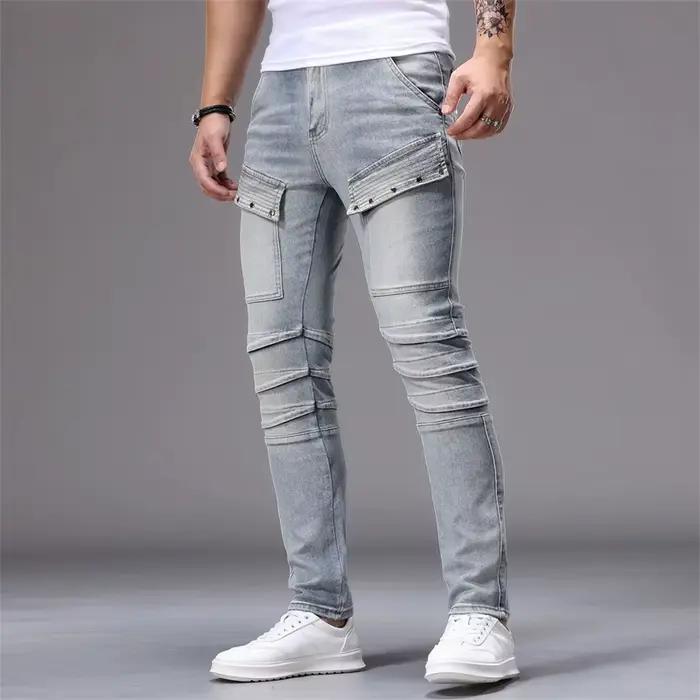 Jean Hip Hop vert, pantalon Harajuku Y2K, mode Streetwear Vintage épissage américain élastique Slim 