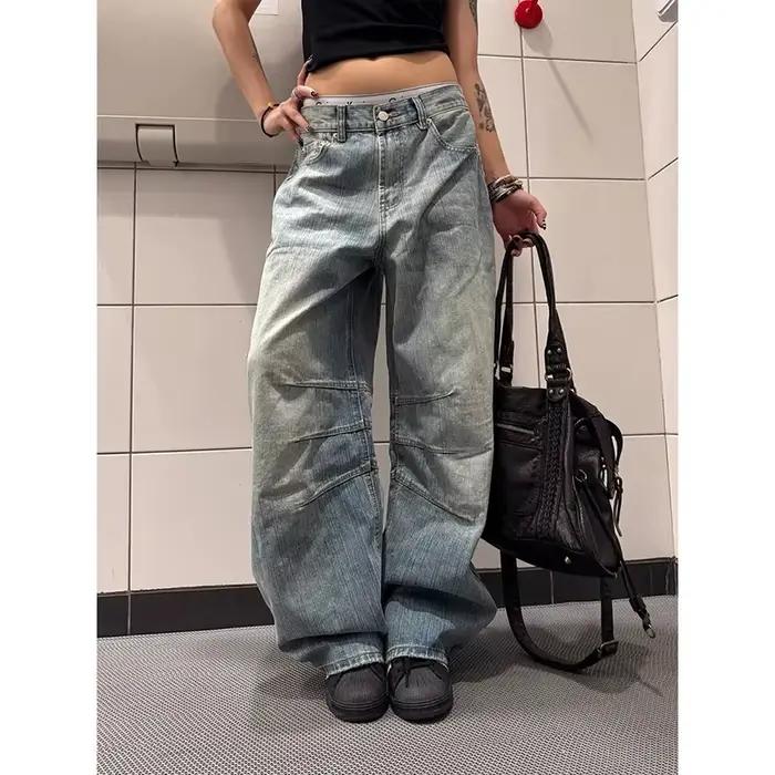 Jean bleu Y2k pour petit ami, pantalon en Denim Baggy Harajuku pour femmes, Style japonais des année