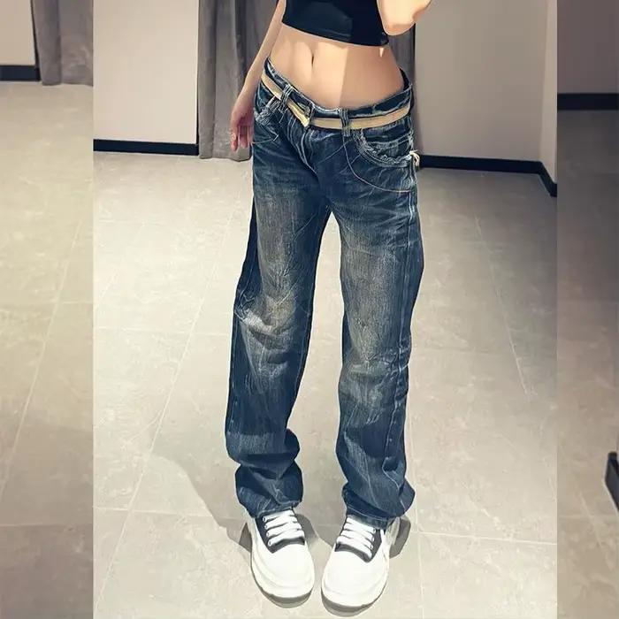 Nicemix américain or aile brodé taille basse jean pour les femmes printemps nouvelle mode épicé fill