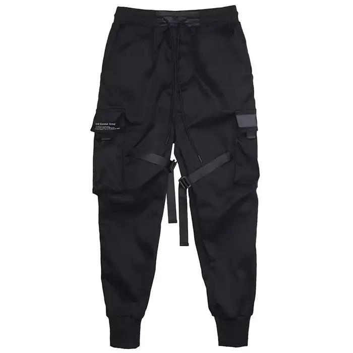 Salopette noire à la mode pour hommes, multi-poches, pantalon Long de danse Hip Hop, ample, sarouel 