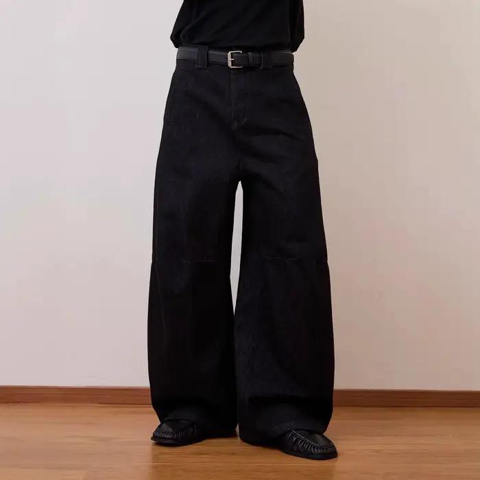 Jean en denim noir coupe large unisexe, style original, nouvelle tendance automne, coupe ample, pant