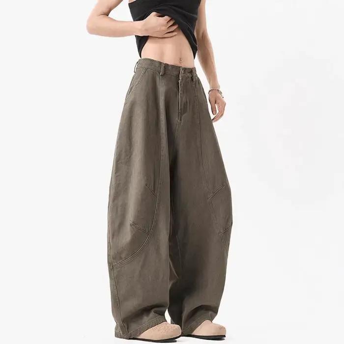 Jean ample à jambe droite, style américain déstructuré, pantalon de travail unisexe, jean en denim v