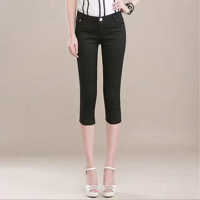 Pantalon d'été longueur mollet pour femme, capri, jean, bureau, travail, court, commandé, FjCapris