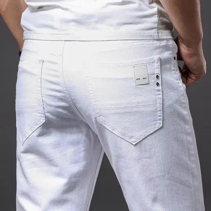 Jean blanc pour hommes, pantalon slim, style classique, décontracté, confortable, doux, tendance, ma