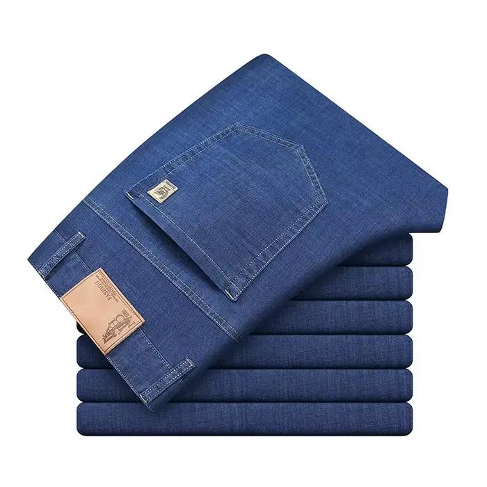 Jean en soie glacée pour homme, nouveau jean en lyocell fin, décontracté, classique, coupe ajustée, 