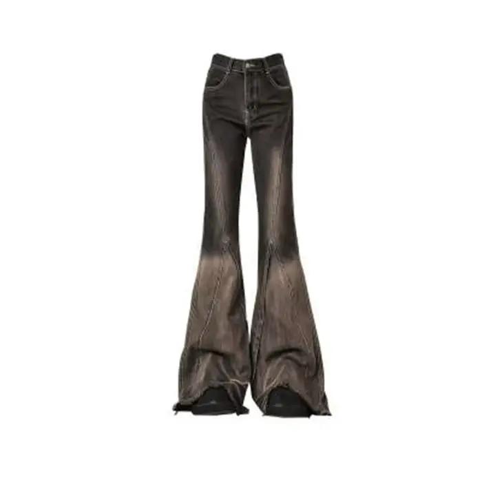 Jean évasé gris foncé pour femmes, Vintage Y2k, pantalon en Denim Baggy esthétique, dégradé de coule
