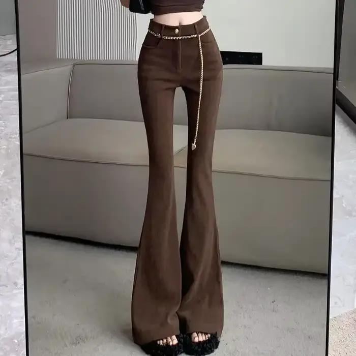 FJL-Pantalon Taille Haute pour Femme, Vêtement Chic et Élégant, Style Vintage G Harajuku, Nouvelle C