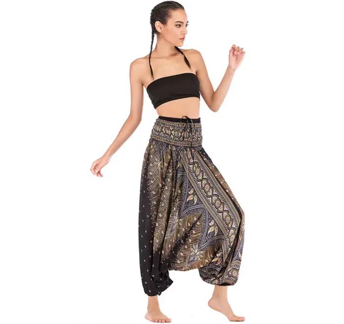 Pantalon Boho Palazzo, jambes larges, Leggings de Yoga, sarouel grande et grande taille, combinaison