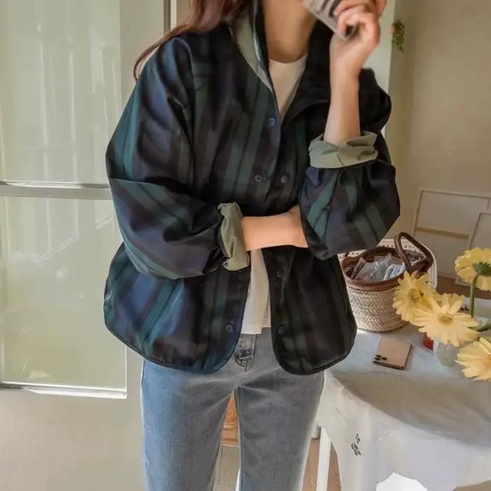 Veste femme nouvelle mode Double face porter Joker veste à carreaux femme printemps et automne nouve
