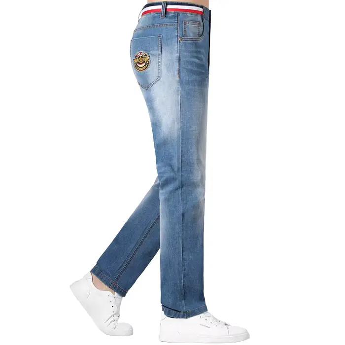 Été nouveaux hommes bleu jean mince Stretch coton Denim Bruce & Shark décontracté droit taille moyen