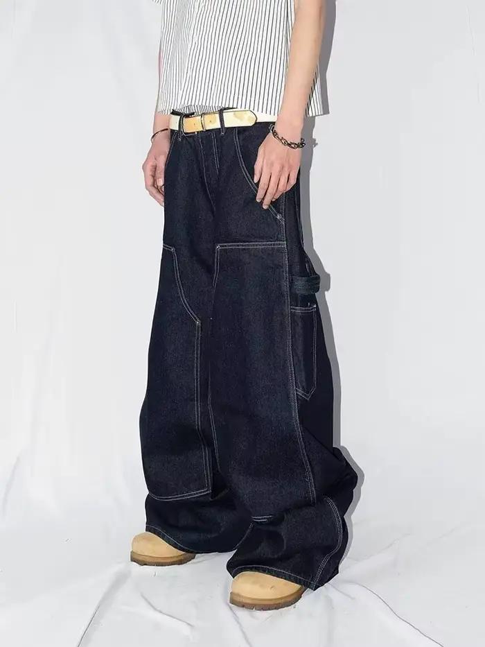 PFNW – jean de style japonais à la mode et minimaliste pour hommes, pantalon polyvalent à patchwork,
