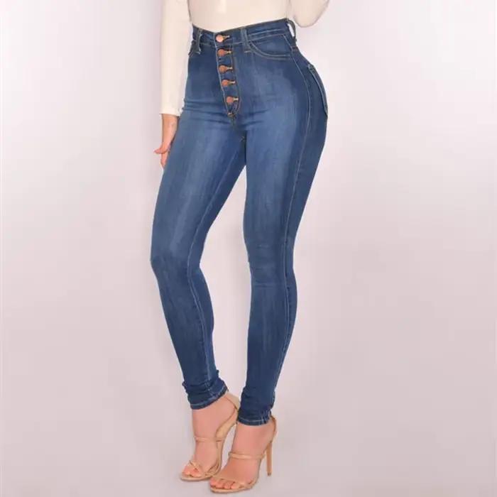 Jean pour femmes taille haute Push Up jean haute élastique Stretch dames maman jean femme lavé Denim
