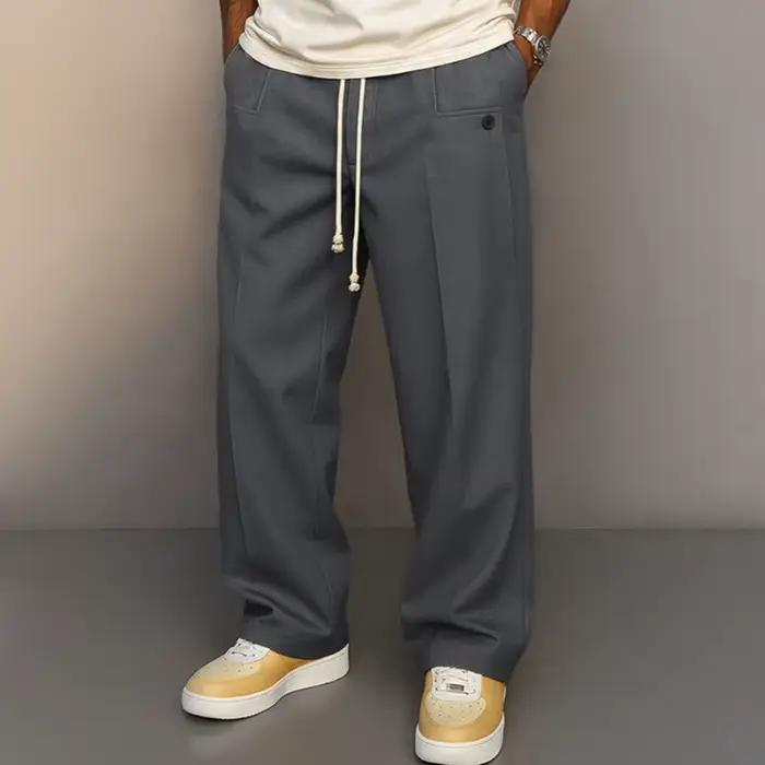 Streetwear nouveaux pantalons décontractés pour hommes printemps automne mode couleur unie à lacets 