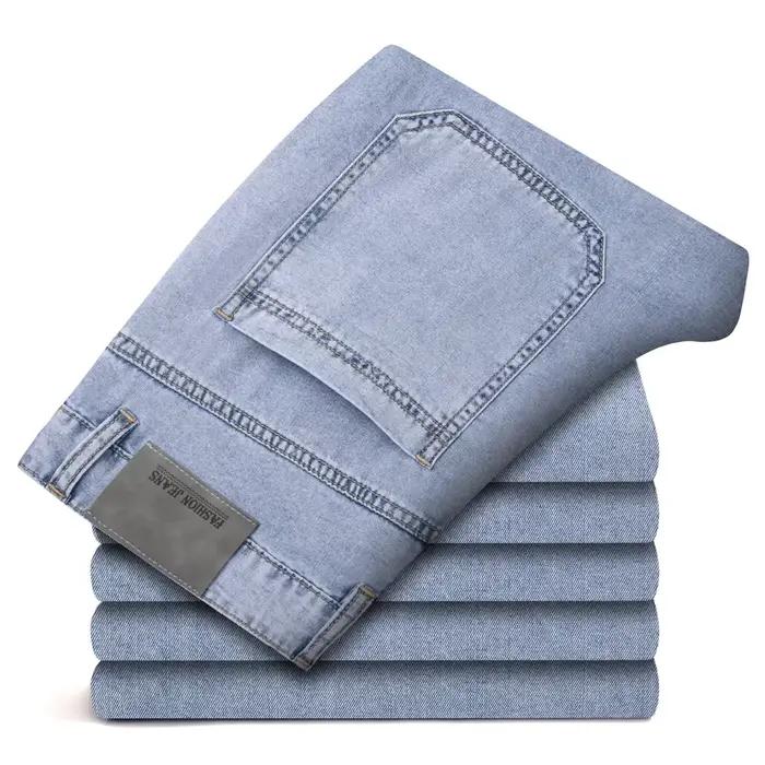Jean en Denim Lyocell pour Homme, Slim, Bleu, Noir, Jambes Larges, artificiel astique, Droit, à la M