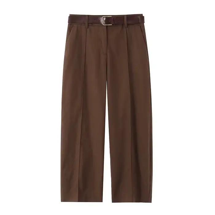 Pantalon ballon taille basse pour femme, nouvelle collection été, décontracté, avec ceinture, coupe 