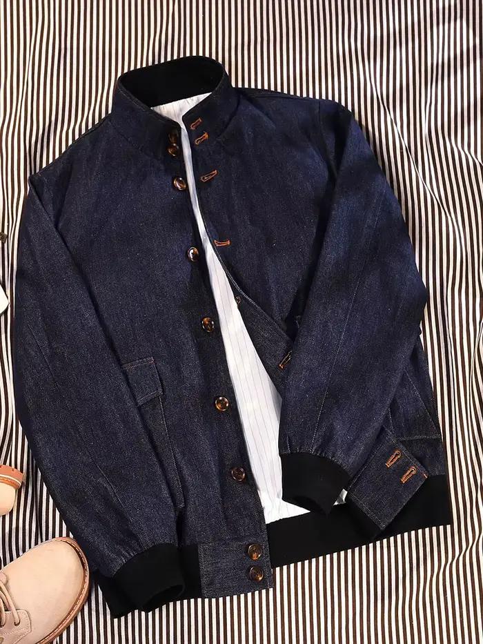 POT & CRAFTSMAN veste en pur coton denim Naples Parrain style ancien argent veste de pilote A1 haut 