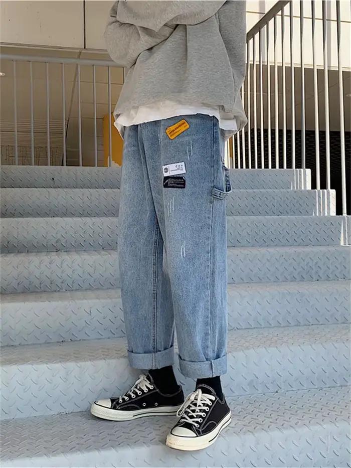 Jean droit hommes décontracté hiver ample jambe large jean hommes pantalon Cowboy homme Streetwear c