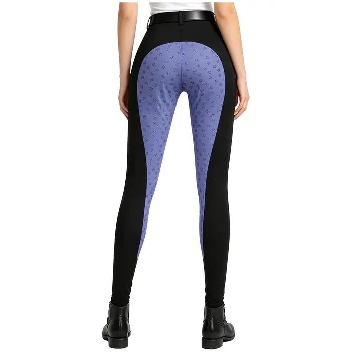 Pantalon d'équitation pour femmes avec siège en silicone, poches avant, design patchwork batik, idéal pour entraînement et compétitions équestres