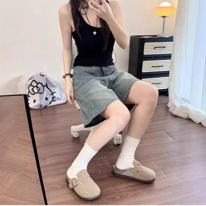 Jean en denim déchiré pour femme