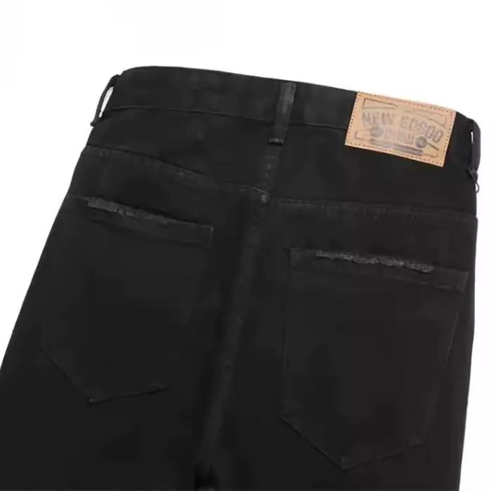 Jean déchiré noir rétro pour hommes