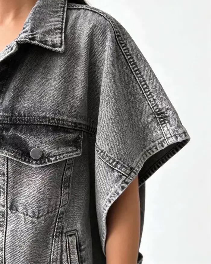 Veste en jean gris pour femme