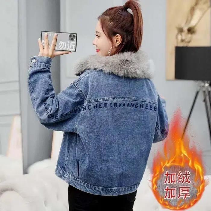 Manteau jean décontracté pour femmes RankSweet avec patchwork, col carré, polyester, coton et acrylique, pour hiver et automne, occase spéciale et quotidienne
