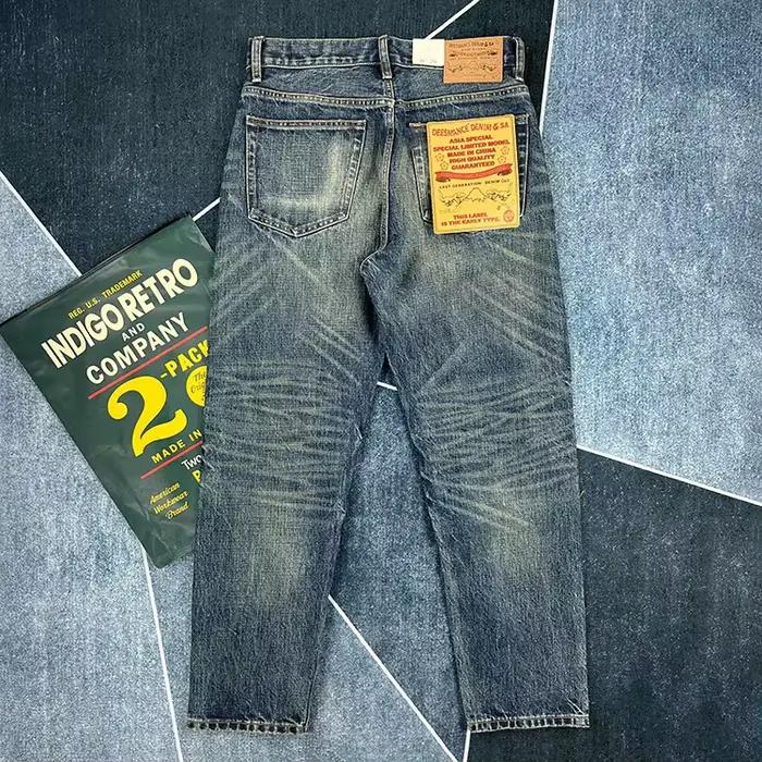 Jean en denim lisière rouge lourd pour hommes