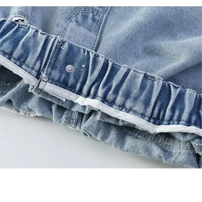 Nouveau Jean Brodé Bleu Décontracté à Jambes Larges pour Enfants Filles, Collection Printemps-Automne 2026, Pantalon en Denim Tendance pour Filles de 5 à 14 Ans