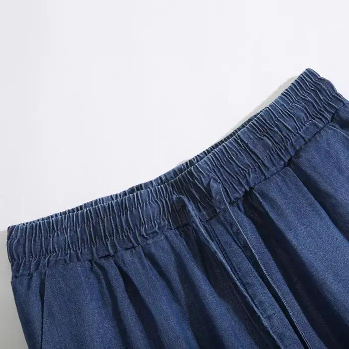Jean à jambes larges femme grande taille printemps été nouveau style coréen taille haute coton décontracté mince pantalon occassions spéciales