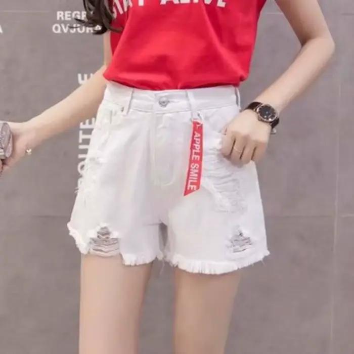 Shorts en jean tendance déchirés taille haute